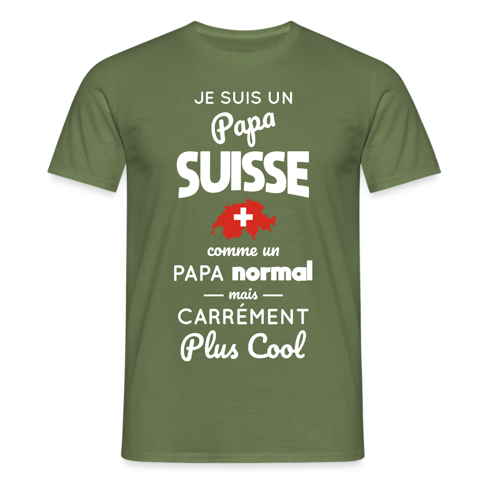T-shirt Homme - Papa Suisse Plus Cool - vert militaire