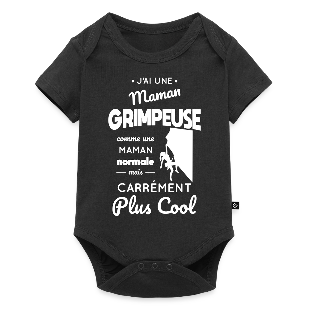 Body Bébé bio manches courtes - J'ai une maman grimpeuse - noir