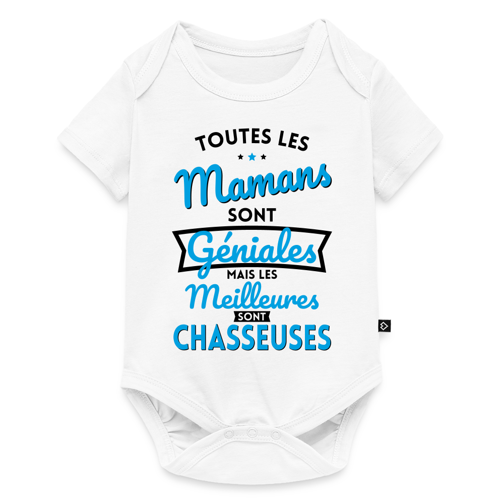 Body Bébé bio manches courtes - Mamans géniales - Les meilleures sont chasseuses - blanc