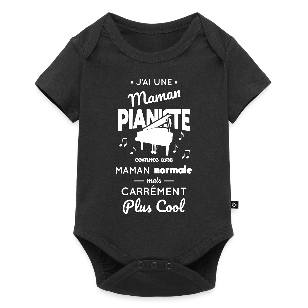 Body Bébé bio manches courtes - J'ai une maman pianiste - noir