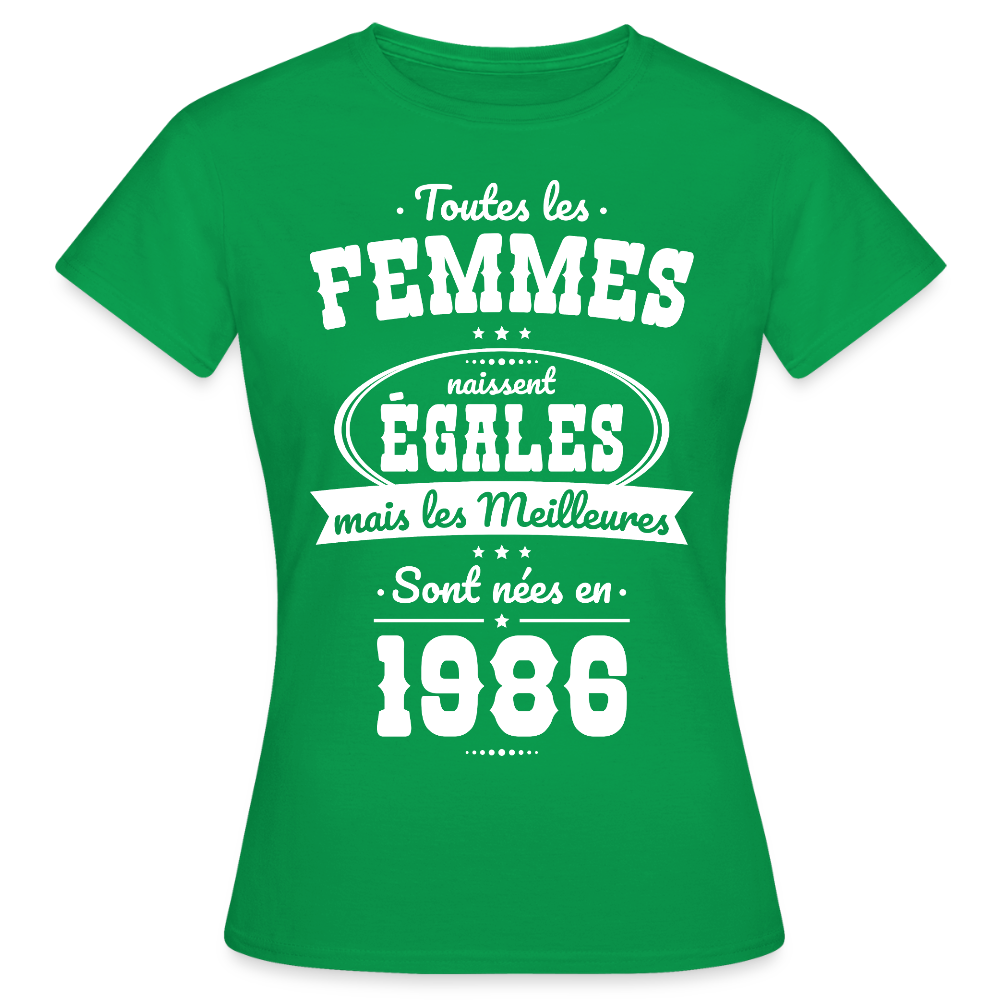 T-shirt anniversaire femme 40 ans – Les meilleures sont nées en 1986 - vert