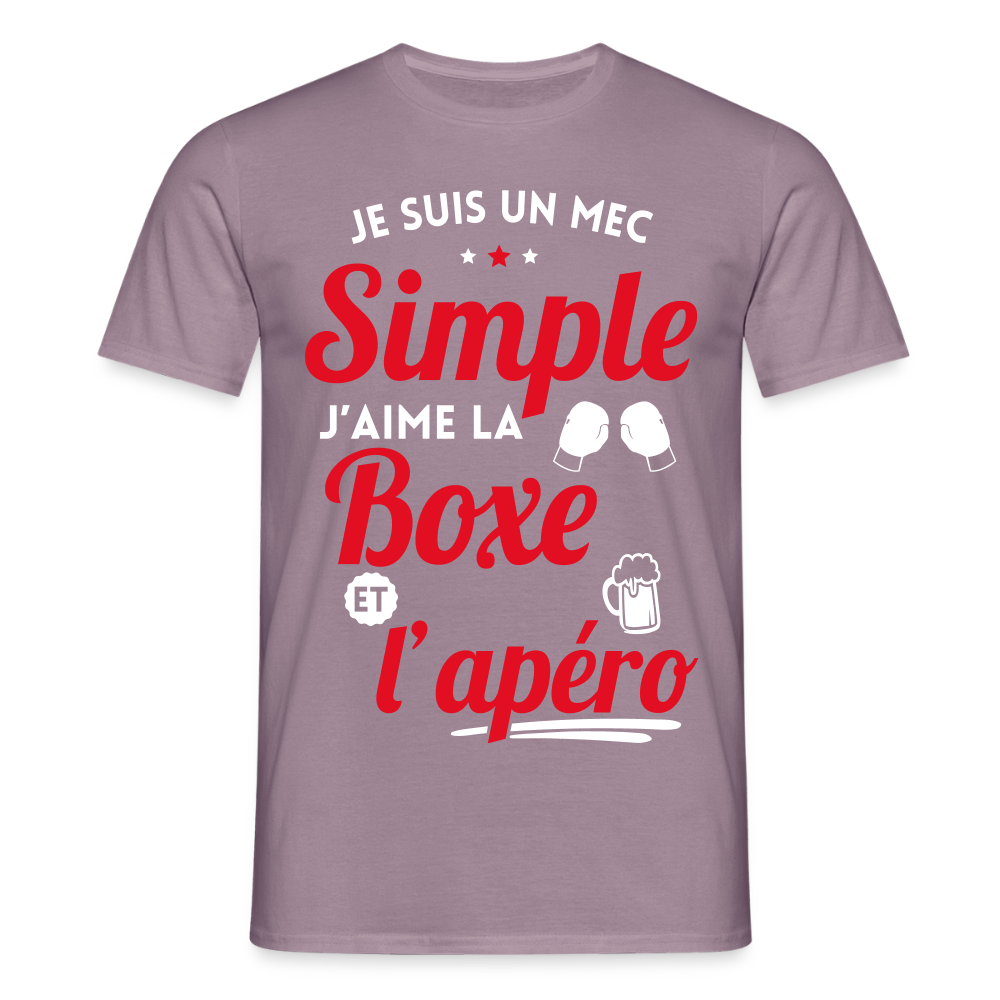 T-shirt Homme - J'aime la boxe et l'apéro - mauve gris 
