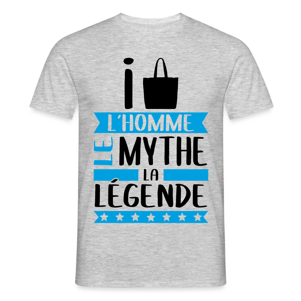 T-shirt homme coloris clair Isaac en rébus – L’homme, le mythe, la légende - gris chiné
