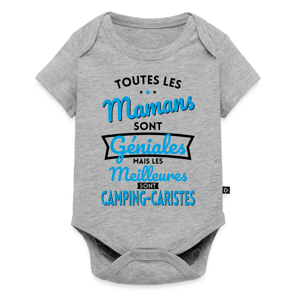 Body Bébé bio manches courtes - Mamans géniales - Les meilleures sont camping-caristes - gris chiné
