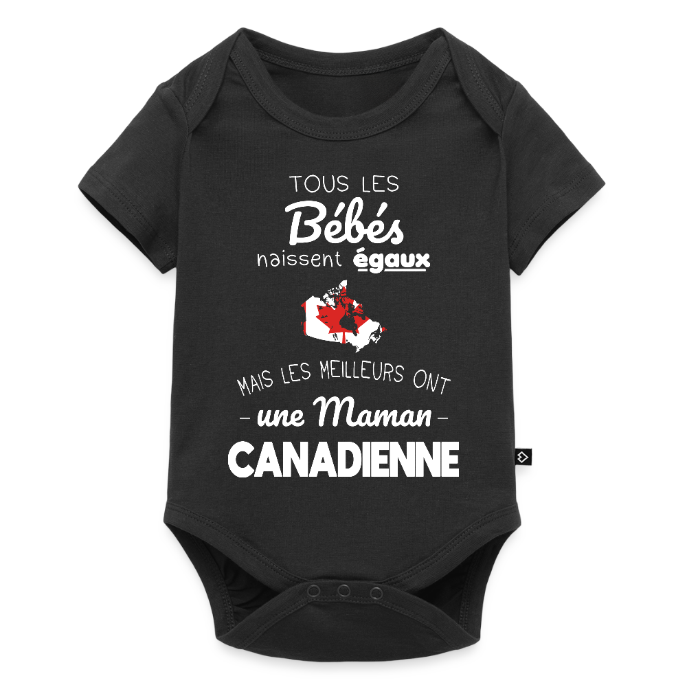 Body Bébé bio manches courtes - Les Meilleurs Ont Une Maman Canadienne - noir