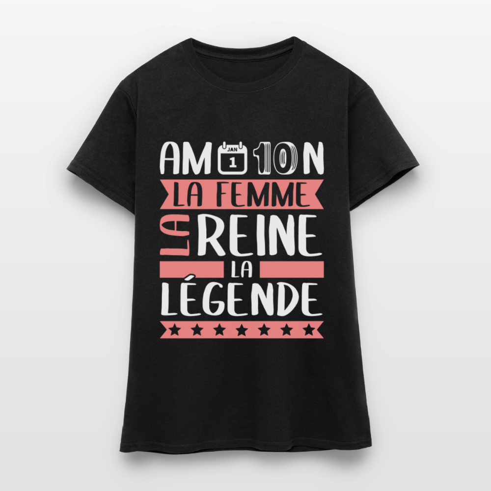 T-shirt femme Amandine rébus – La femme, la reine, la légende - noir