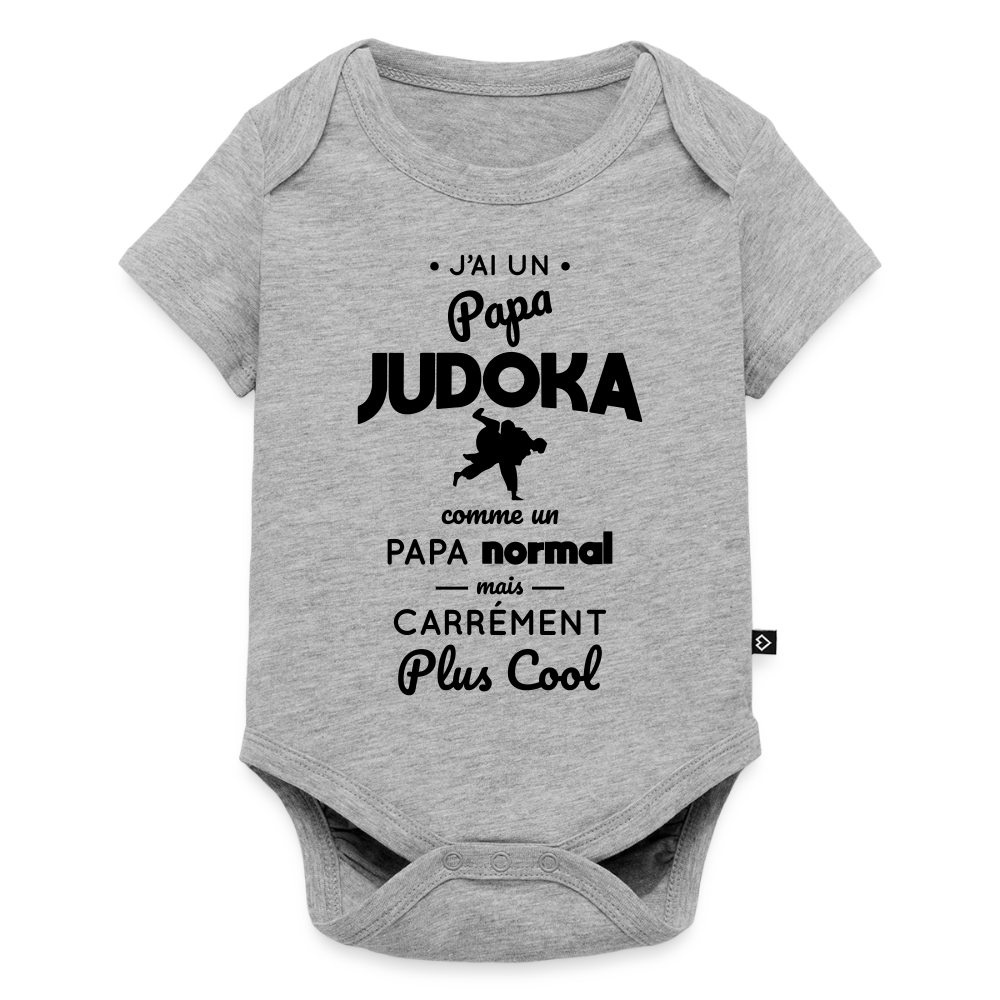Body Bébé bio manches courtes - J'ai un papa judoka - gris chiné