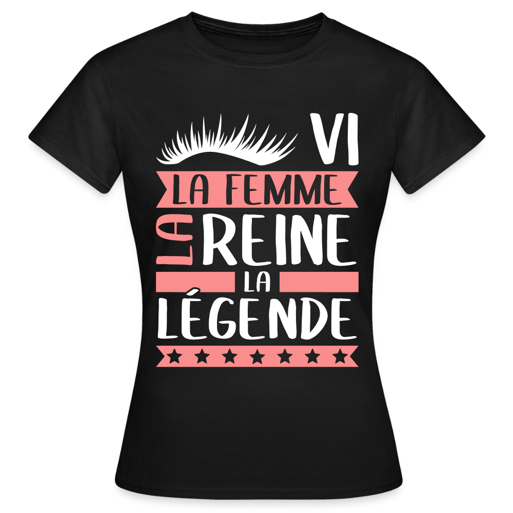 T-shirt femme Sylvie rébus – La femme, la reine, la légende - noir