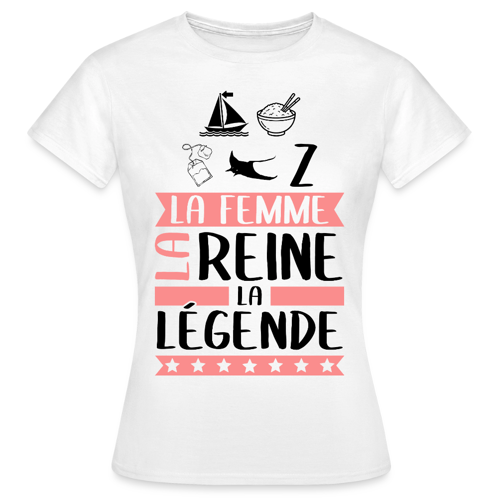 T-shirt femme coloris clair Marie-Thérèse rébus – La Femme, la reine, la légende - blanc