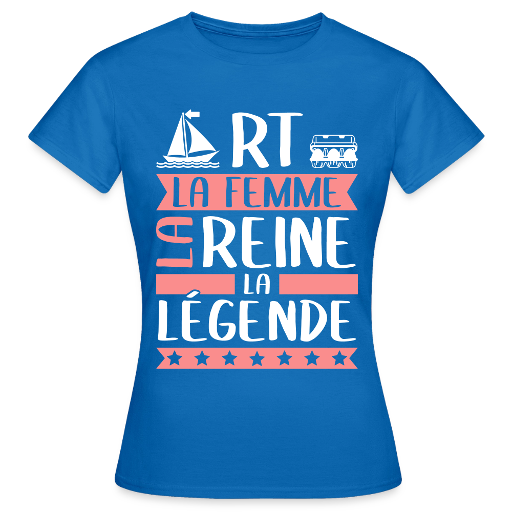 T-shirt femme Marthe rébus – La femme, la reine, la légende - bleu royal