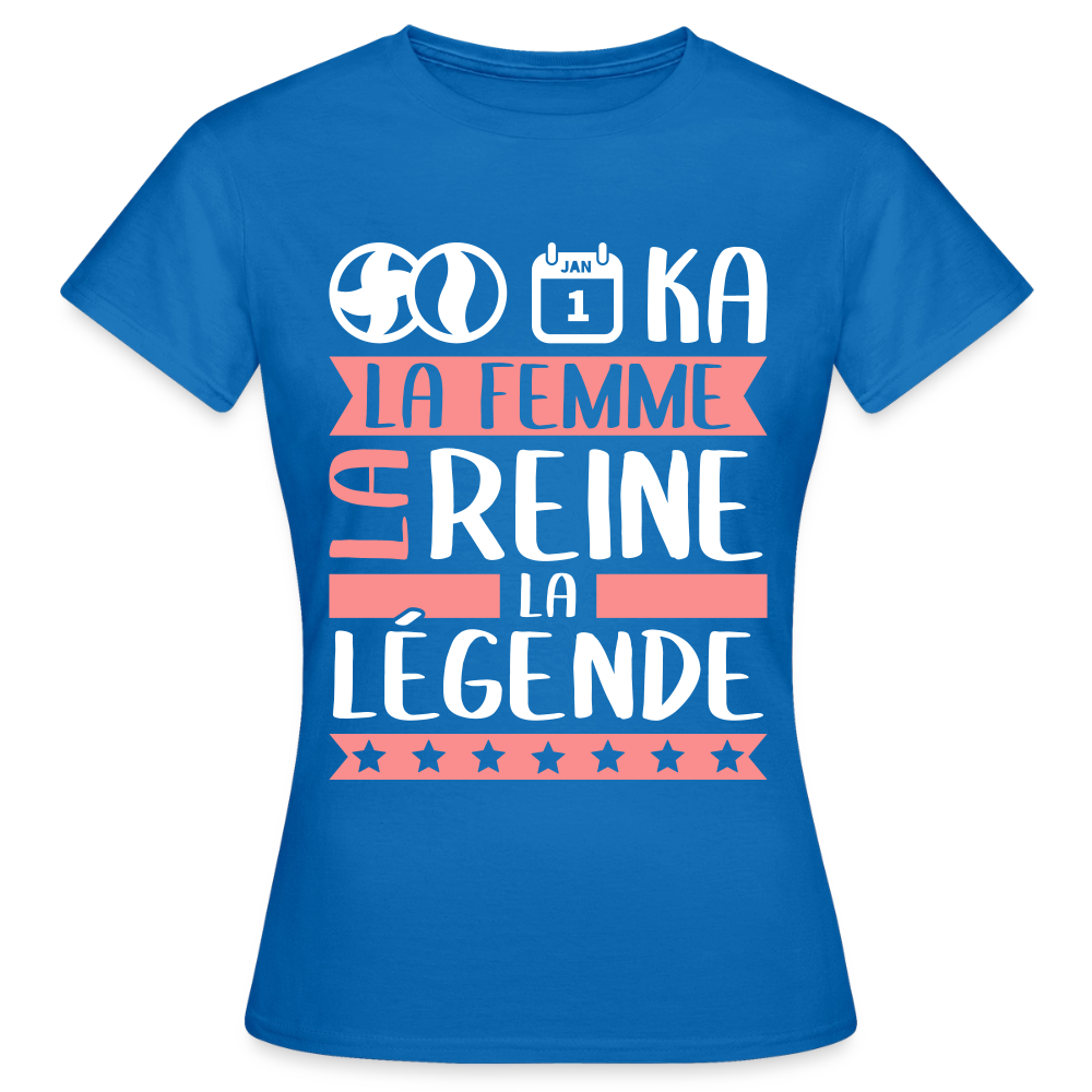 T-shirt femme Bianca rébus – La femme, la reine, la légende - bleu royal