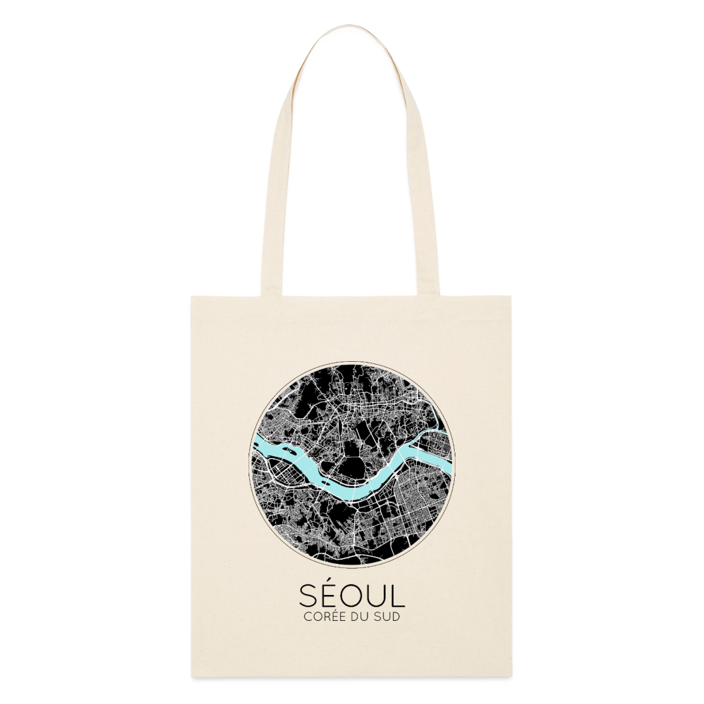 Tote Bag Séoul Bio Coloris Clair – Plan de Séoul - écru doux