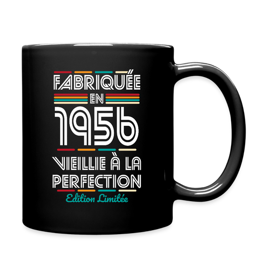 Mug uni anniversaire femme 70 ans – Fabriquée en 1956, Vieillie à la Perfection - noir