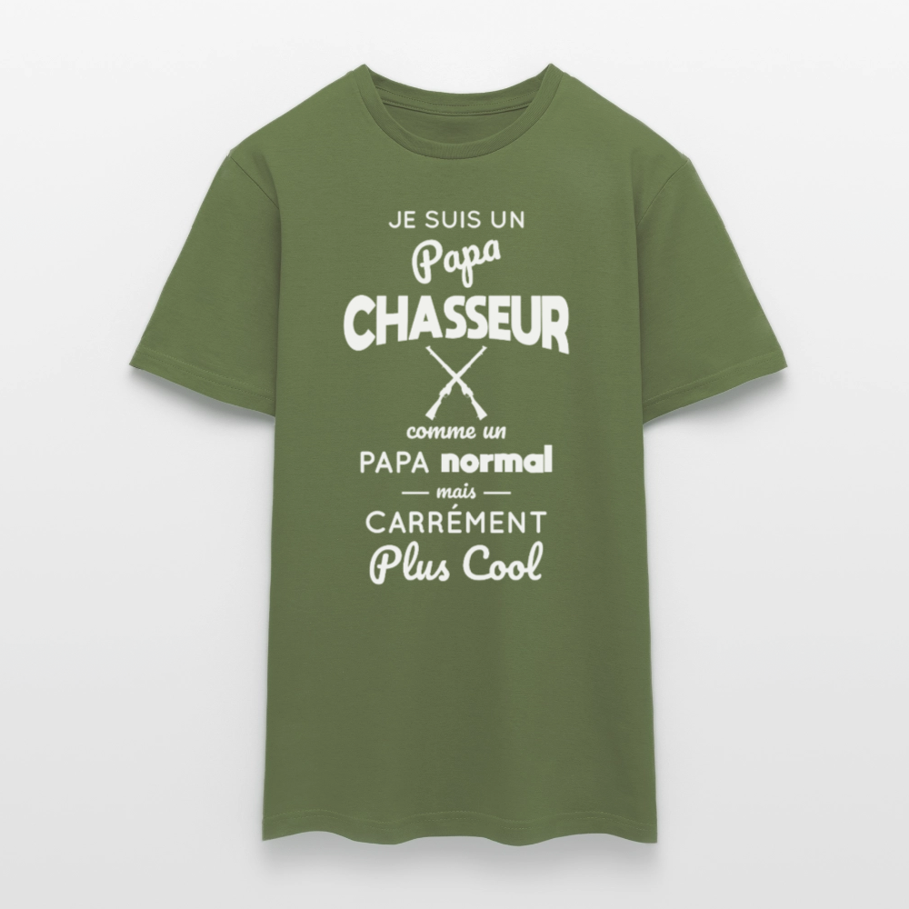 T-shirt Homme - Papa chasseur plus cool - vert militaire