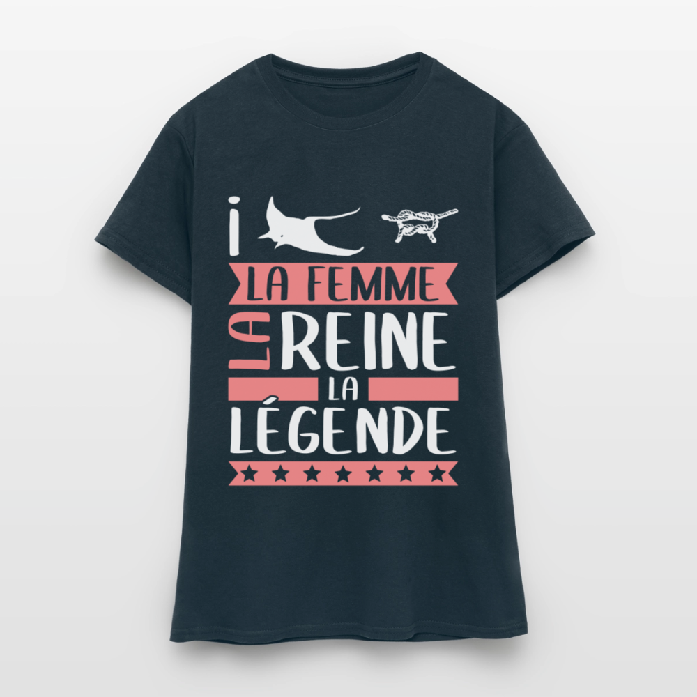 T-shirt femme Irène rébus – La femme, la reine, la légende - marine