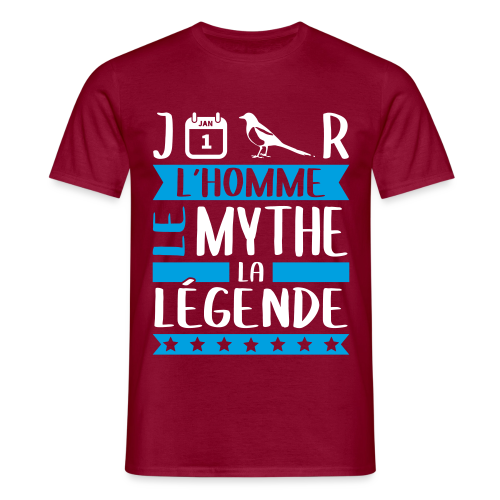 T-shirt homme Jean-Pierre rébus – L’homme, le mythe, la légende - rouge brique