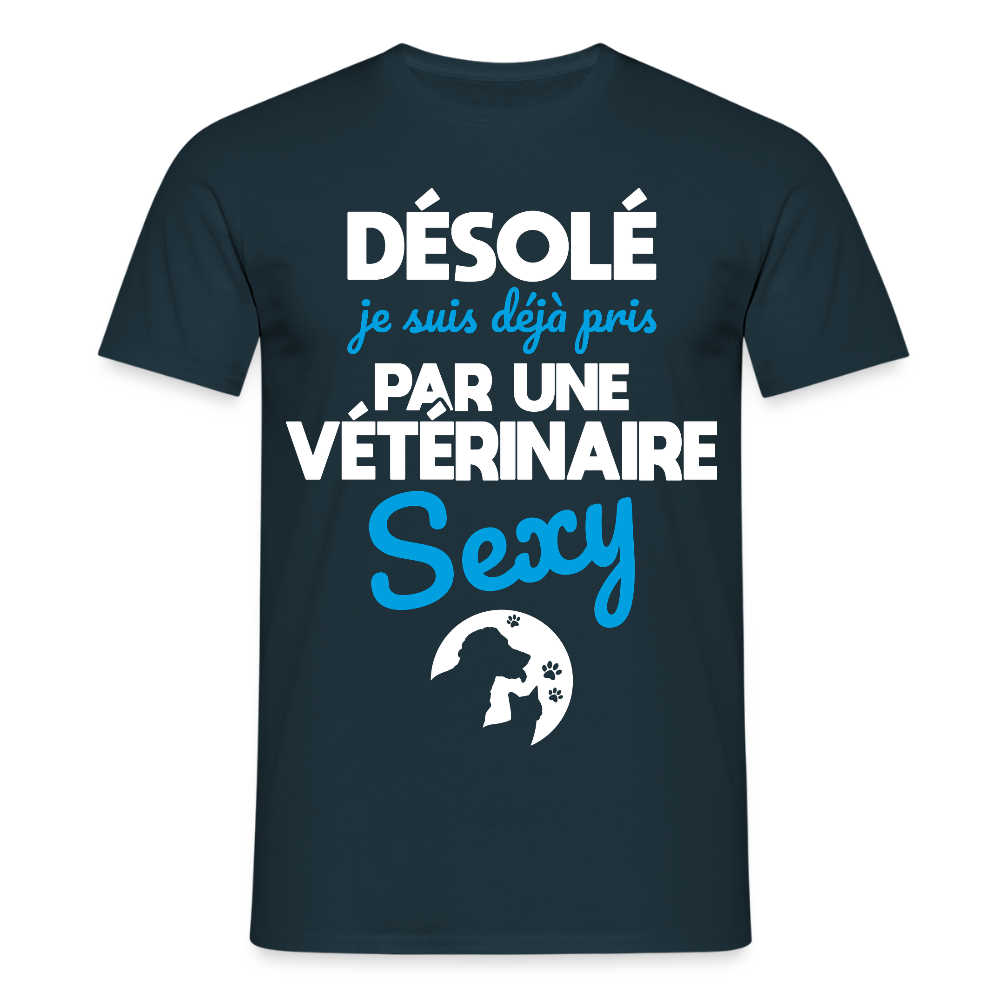 T-shirt Homme - Je suis pris par une vétérinaire sexy - marine
