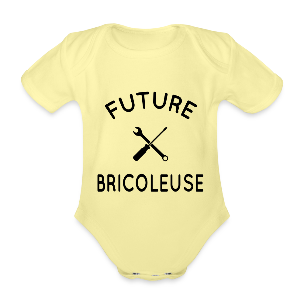 Body Bébé bio manches courtes - Future bricoleuse - jaune délavé