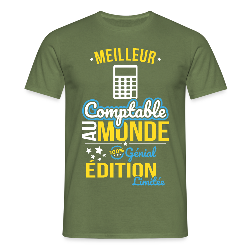 T-shirt Homme - Meilleur Comptable au monde - 100% génial - vert militaire
