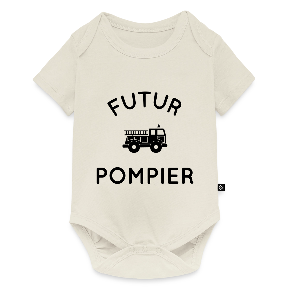 Body Bébé bio manches courtes - Futur pompier - blanc cassé