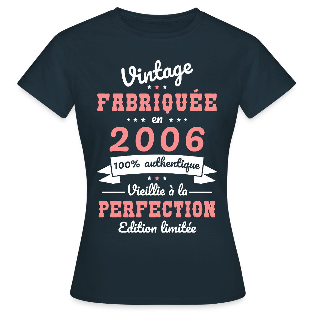 T-shirt anniversaire femme 20 ans – Vintage 2006 - marine
