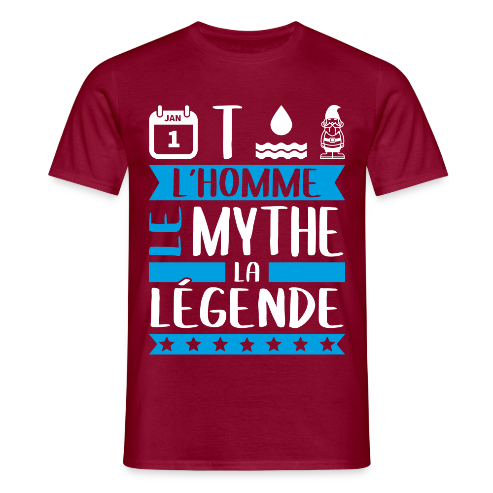 T-shirt homme Antonin rébus – L’homme, le mythe, la légende - rouge brique