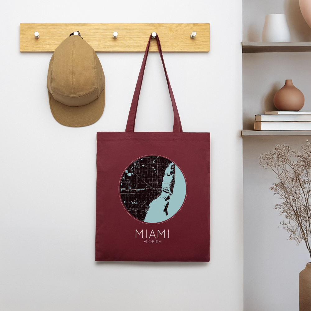 Tote Bag Miami Bio – Plan de Miami - bordeaux
