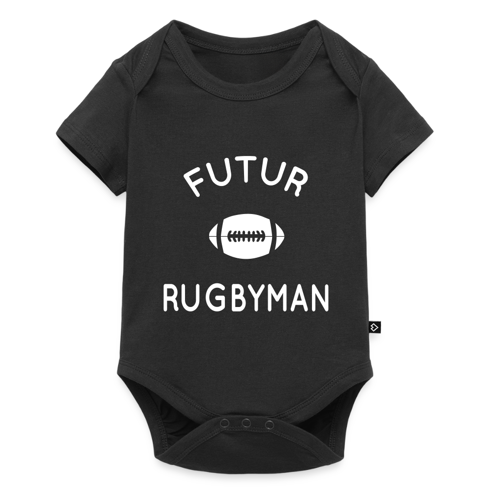 Body Bébé bio manches courtes - Futur rugbyman - noir
