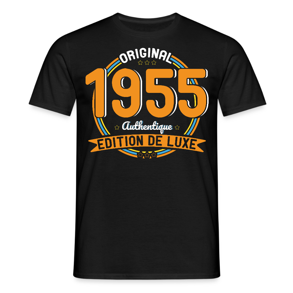 T-shirt Homme - Anniversaire 70 Ans - Original 1955 Authentique - noir