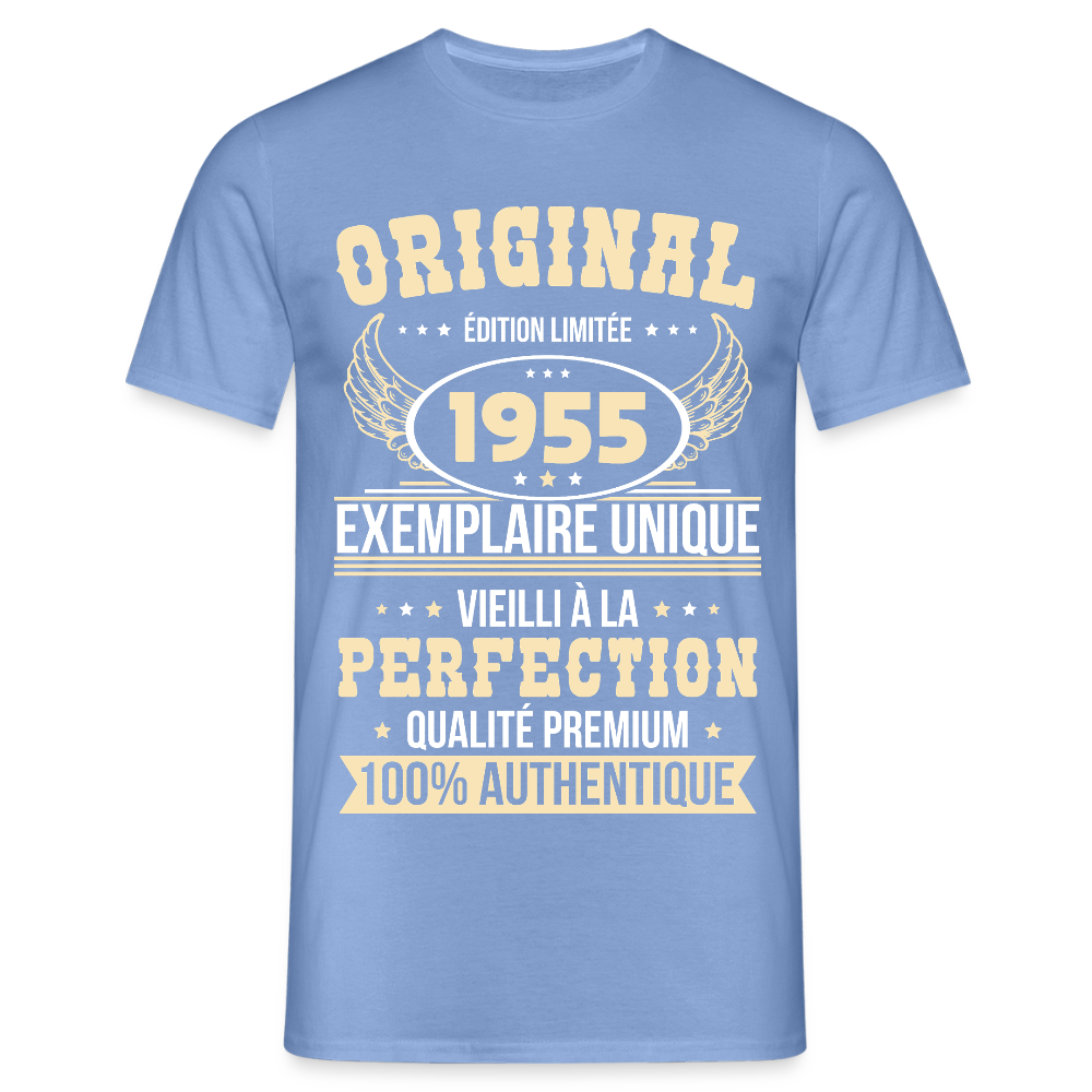 T-shirt Homme - Anniversaire 70 Ans - Original 1955 - carolina blue