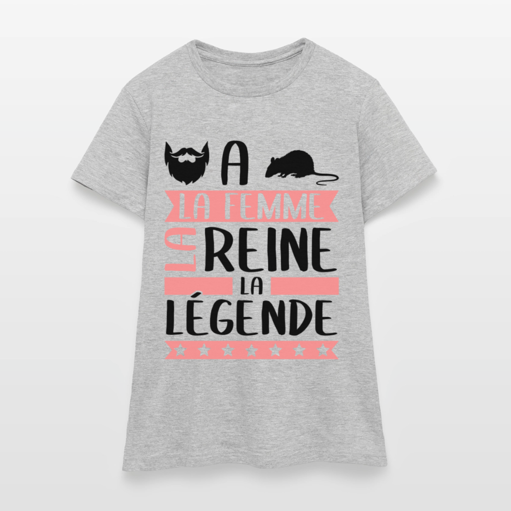 T-shirt femme coloris clair Barbara rébus – La femme, la reine, la légende - gris chiné