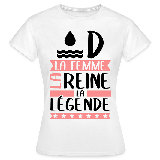 T-shirt femme coloris clair Aude rébus – La femme, la reine, la légende - blanc