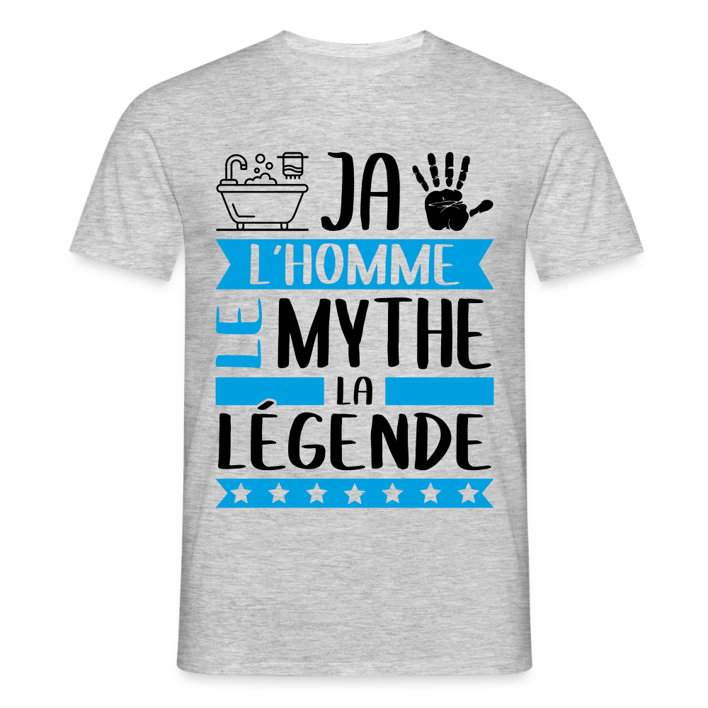 T-shirt homme coloris clair Benjamin rébus – L’homme, le mythe, la légende - gris chiné