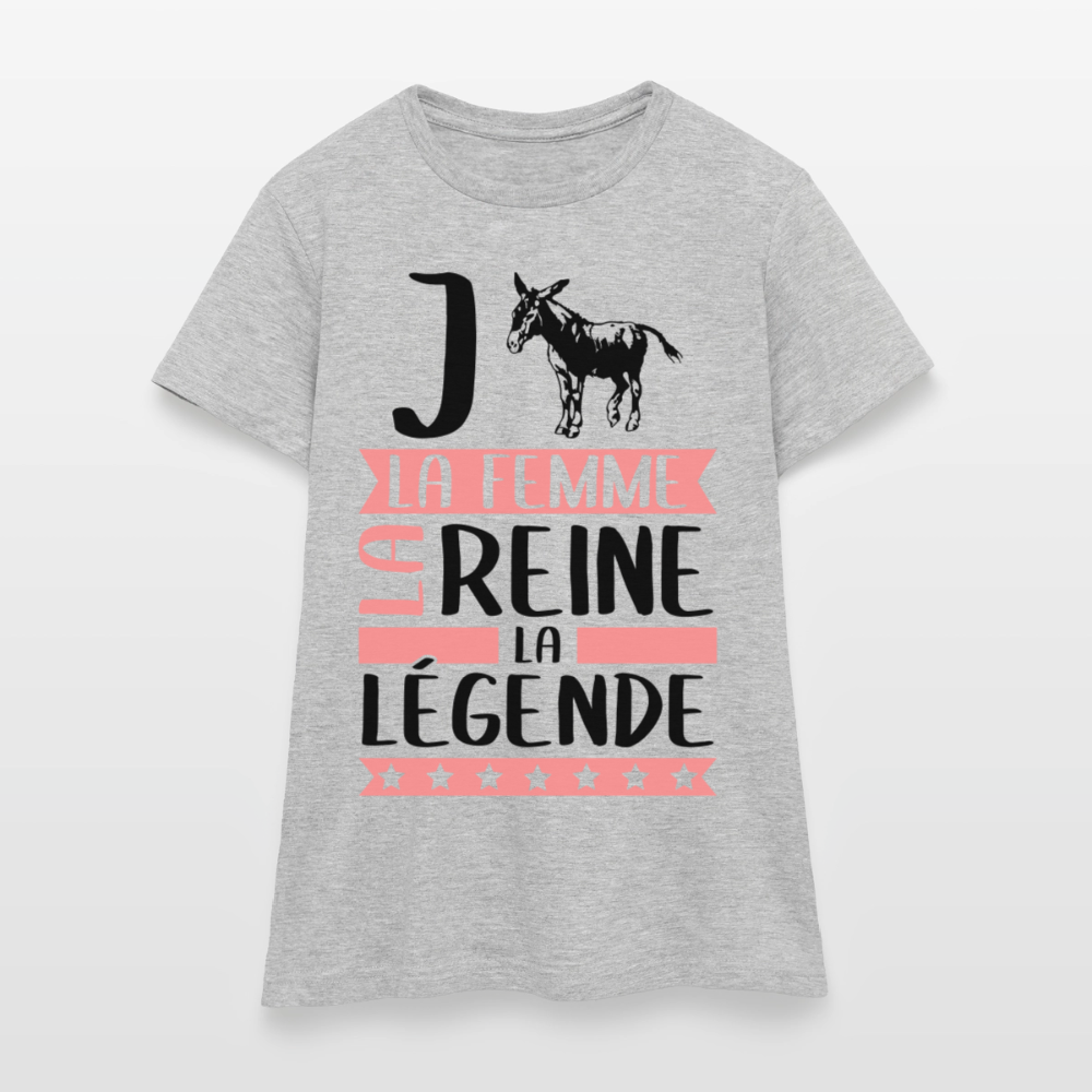 T-shirt femme coloris clair Jeanne rébus – La femme, la reine, la légende - gris chiné