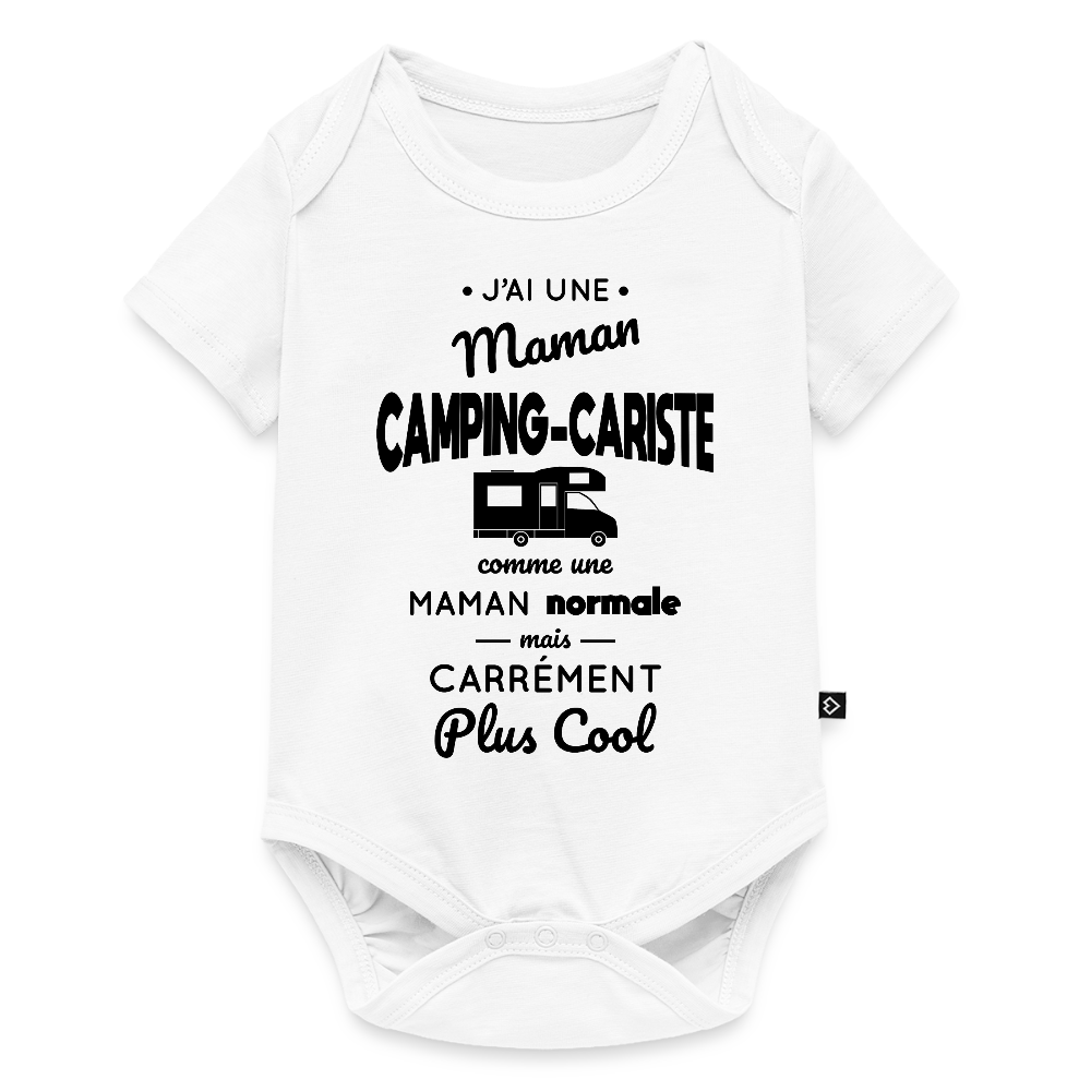 Body Bébé bio manches courtes - J'ai une maman camping-cariste - blanc