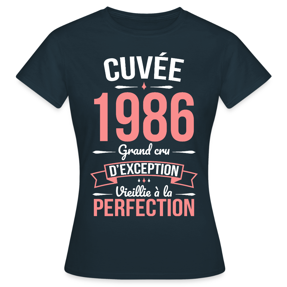 T-shirt anniversaire femme 40 ans – Cuvée 1986, Grand cru d’exception - marine