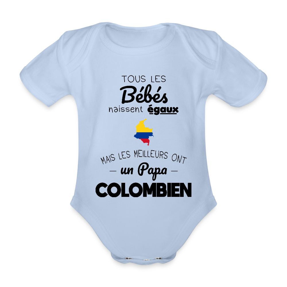Body Bébé bio manches courtes - Les Meilleurs Ont Un Papa Colombien - ciel