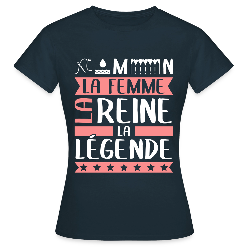 T-shirt femme Philomène rébus – La femme, la reine, la légende - marine