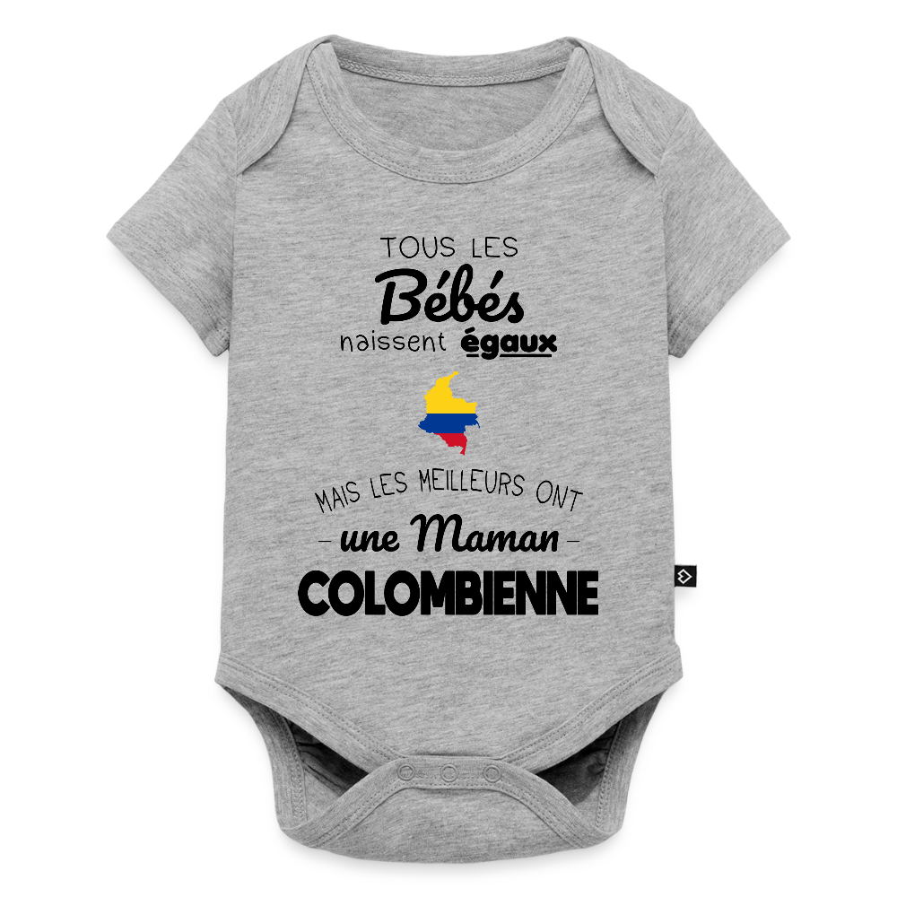Body Bébé bio manches courtes - Les Meilleurs Ont Une Maman Colombienne - gris chiné