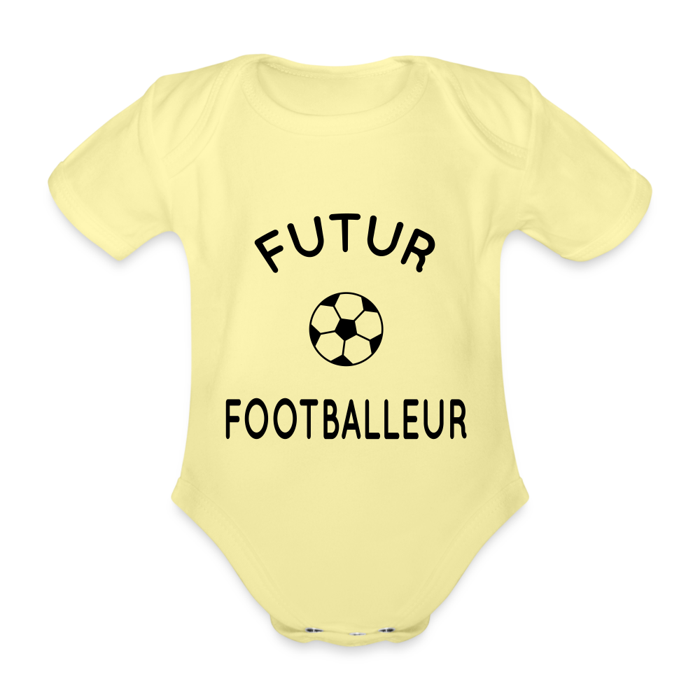 Body Bébé bio manches courtes - Futur footballeur - jaune délavé