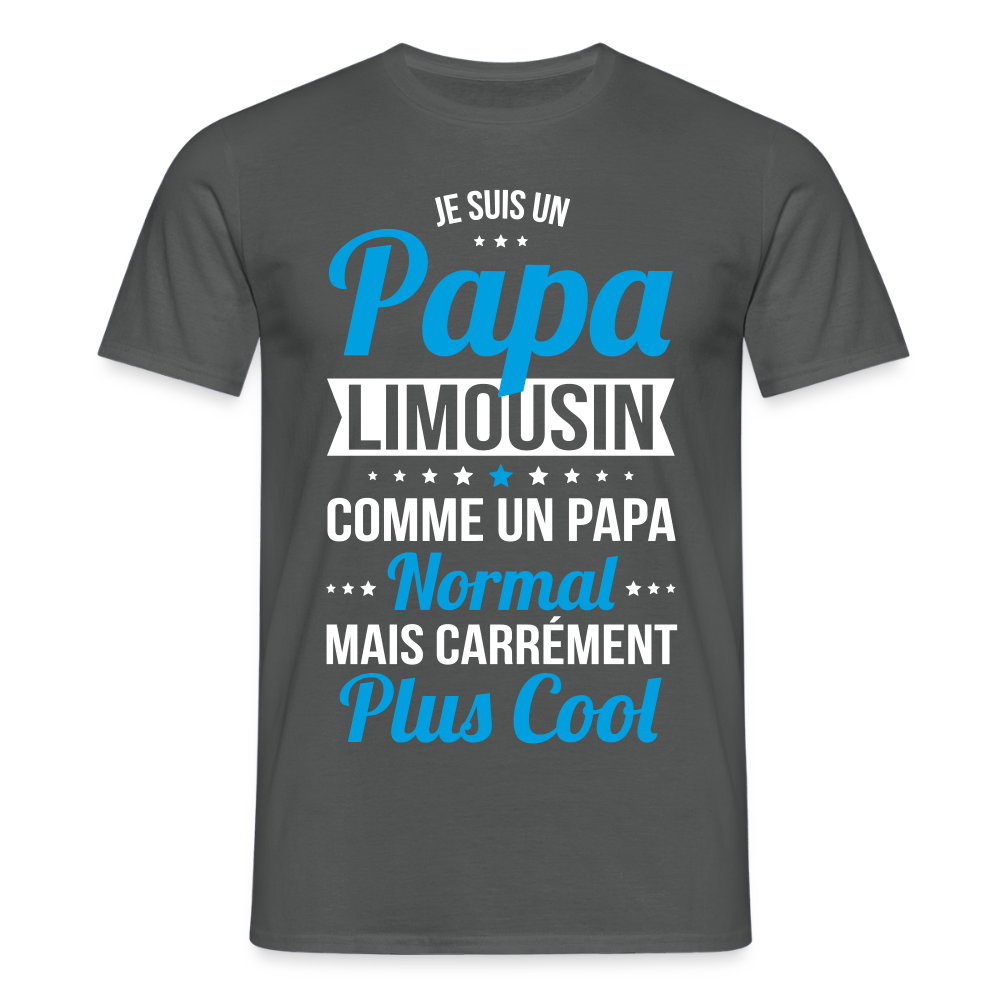 T-shirt Homme - Papa Limousin Plus Cool - charbon