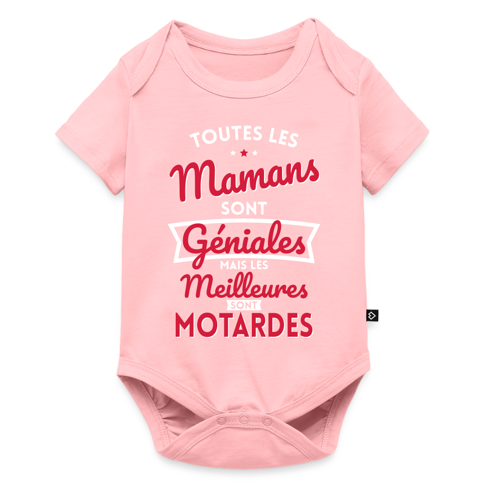 Body Bébé bio manches courtes - Mamans géniales - Les meilleures sont motardes - rose