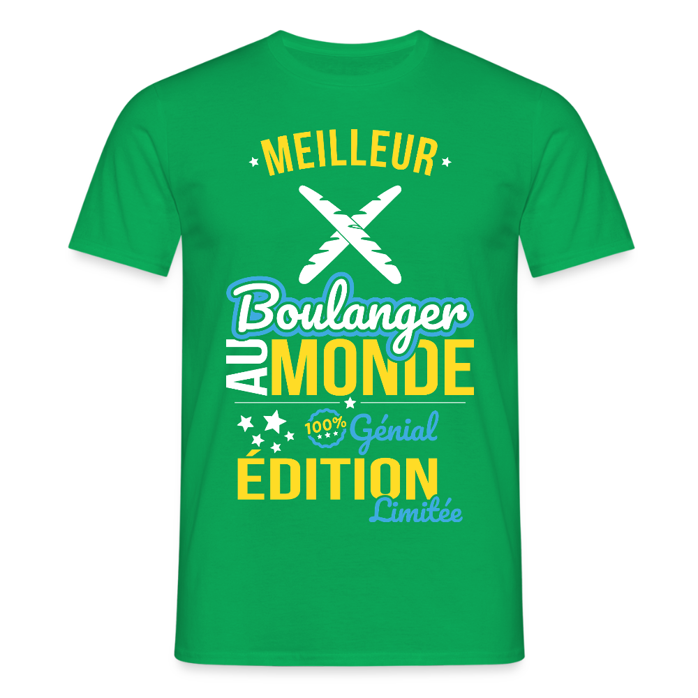 T-shirt Homme - Meilleur Boulanger au monde - 100% génial - vert