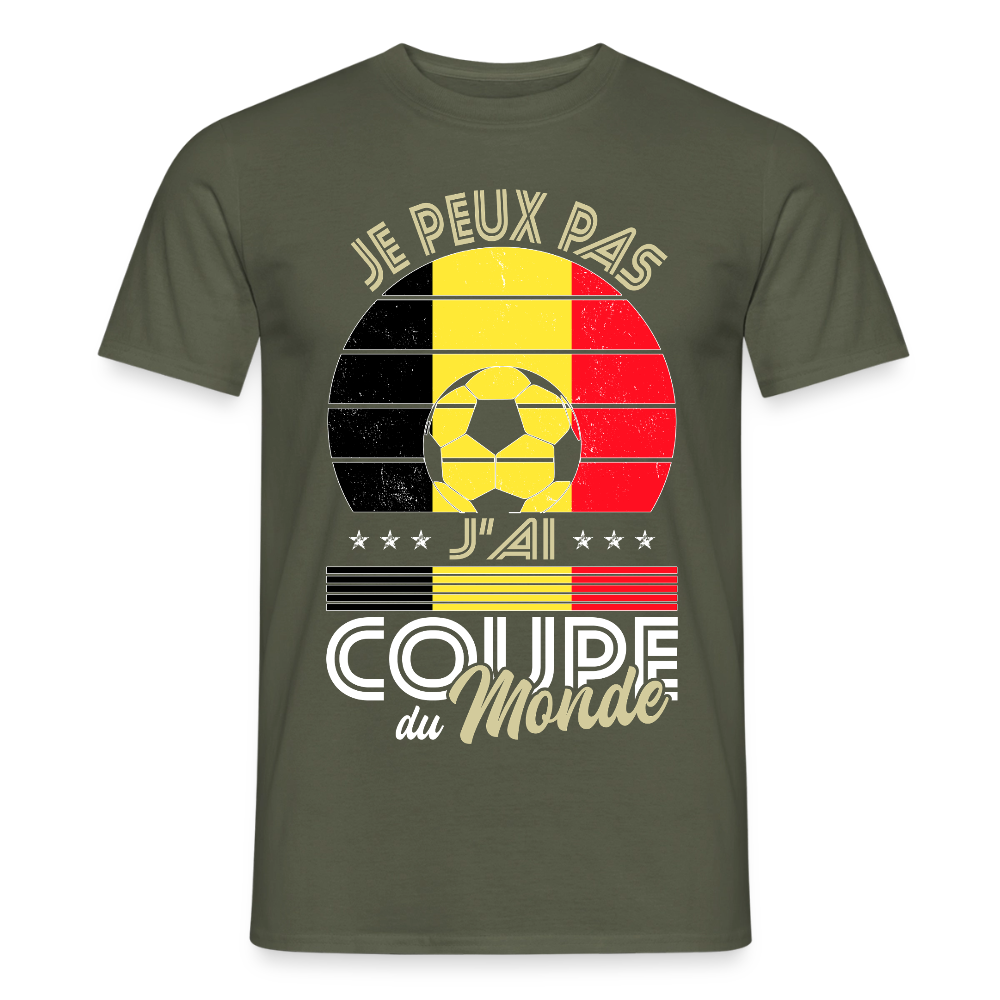 T-shirt Homme - Je peux pas j'ai Coupe du Monde - Belgique - vert militaire
