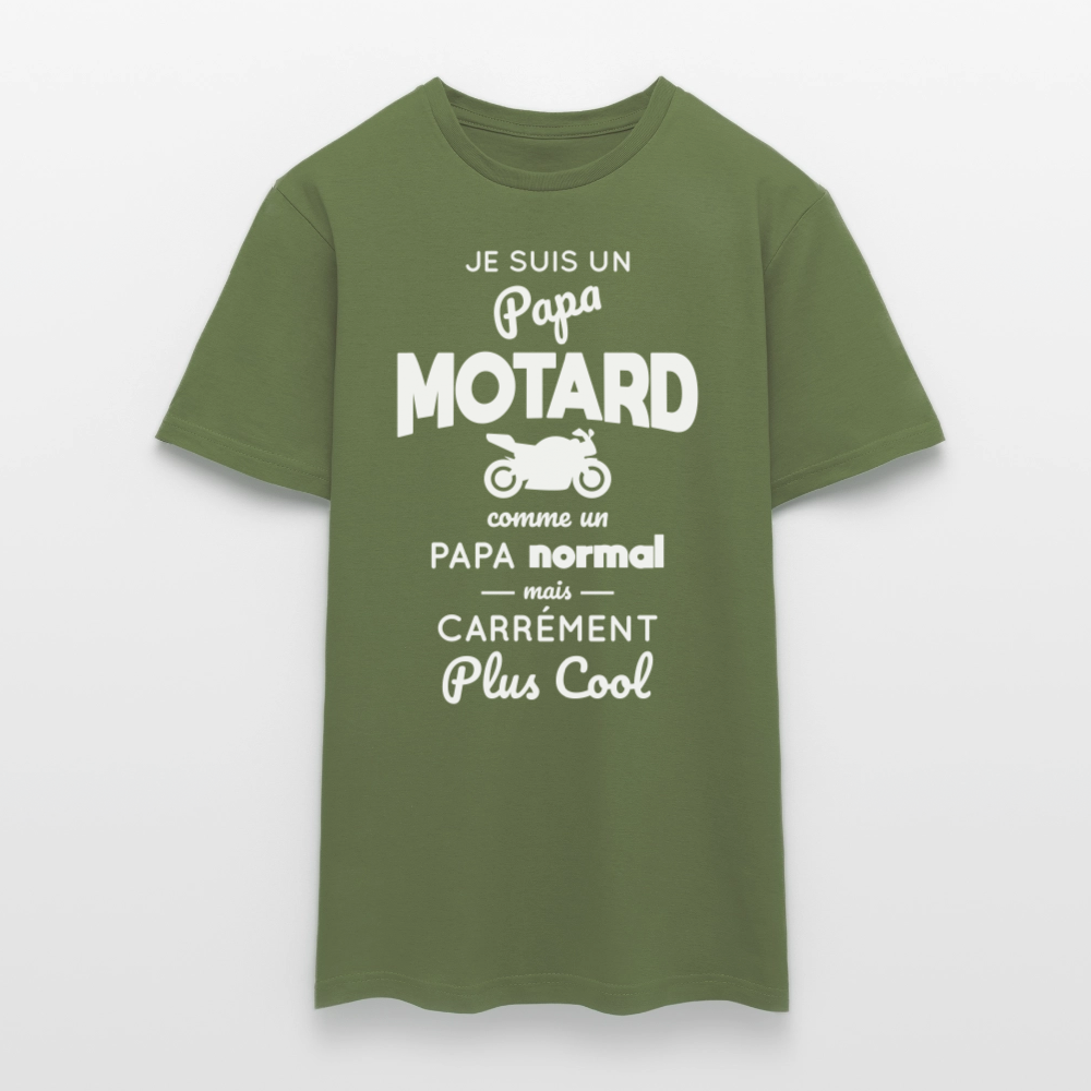T-shirt Homme - Papa motard plus cool - vert militaire