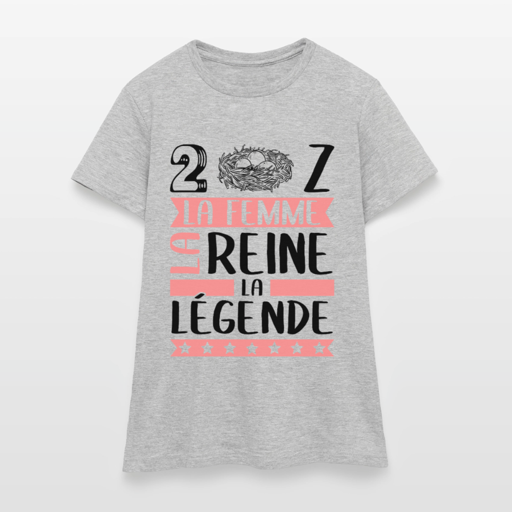 T-shirt femme coloris clair Denise rébus – La femme, la reine, la légende - gris chiné