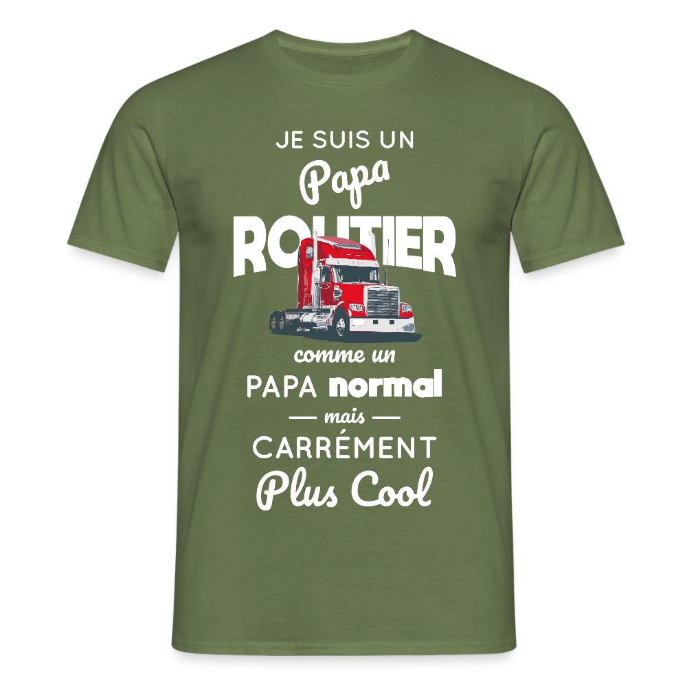 T-shirt Homme - Papa routier plus cool - vert militaire