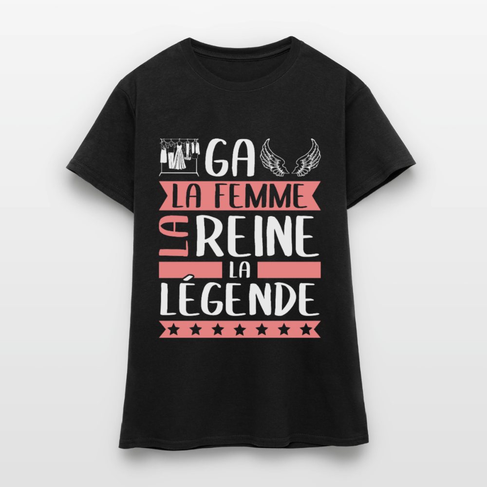 T-shirt femme Abigaëlle rébus – La femme, la reine, la légende - noir