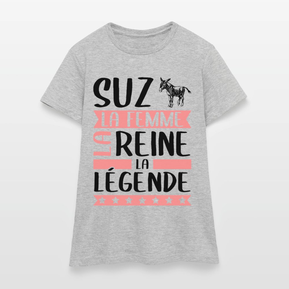 T-shirt femme coloris clair Suzanne en rébus – La femme, la reine, la légende - gris chiné