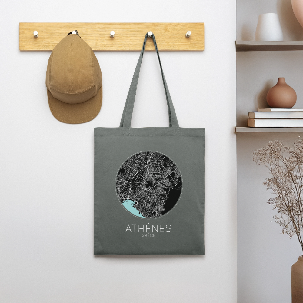 Tote Bag Athènes Bio – Plan d’Athènes - charbon